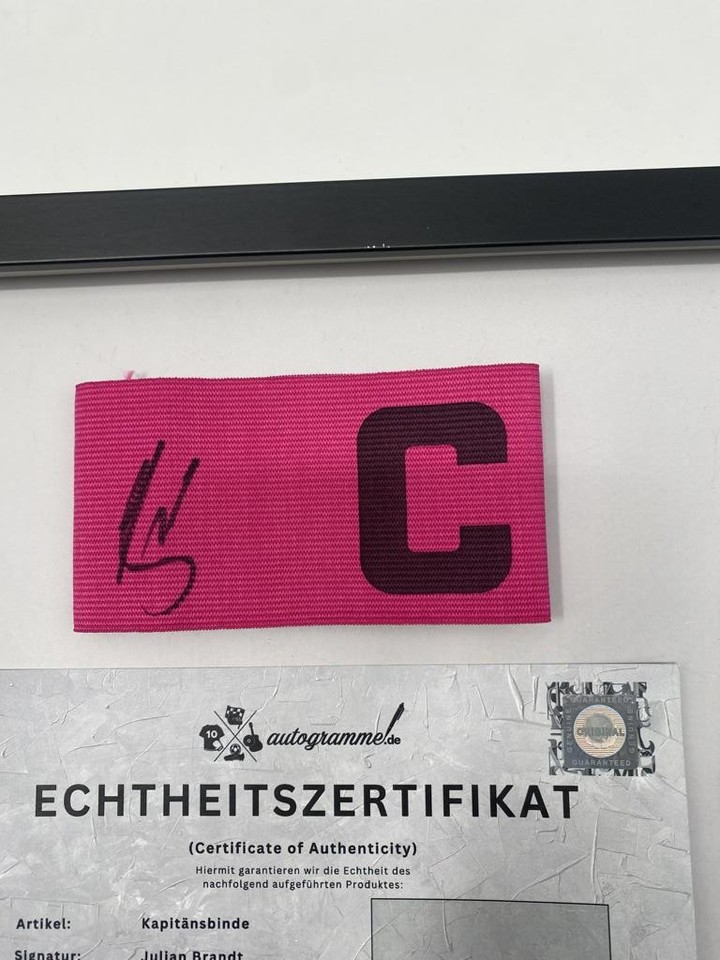 Captain's Armband Julian Brandt Signed In Frame Borussia Dortmund COA ...