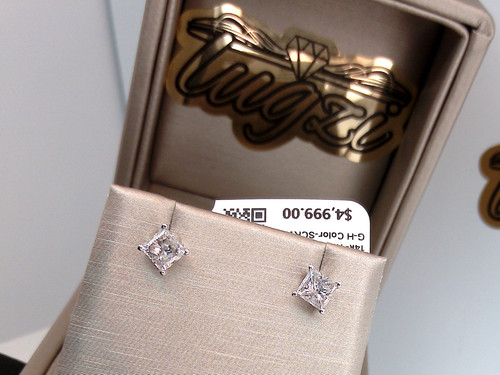 🔥$5000 1CT TW CERTIFIED NATURAL PRINCESS Diamond Studs Earrings 14K WHITE Gold⚡