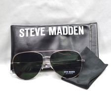 Steve Madden Unisex Aviator Dante Sunglasses   Silver Frame  Black Lens