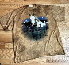 VTG 90s The Mountain T-Shirt Horses Brown Tie Dye USA Made Mens XXXL 3XL Cotton