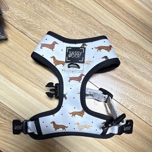 Sassy Woof Comfort Harness XS Soft/Vest Fabric Adjustable Dachshund Print