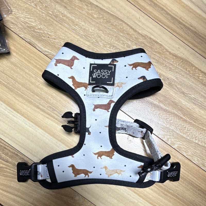 Sassy Woof Comfort Harness XS Soft/Vest Fabric Adjustable Dachshund Print