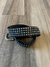 Bed Stu Belt Mens 34 Black Costello Genuine Leather Studded Silver Buckle Punk