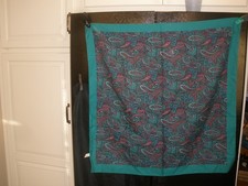 Vintage Women's Scarf 100 Polyester Italy Green Floral Design