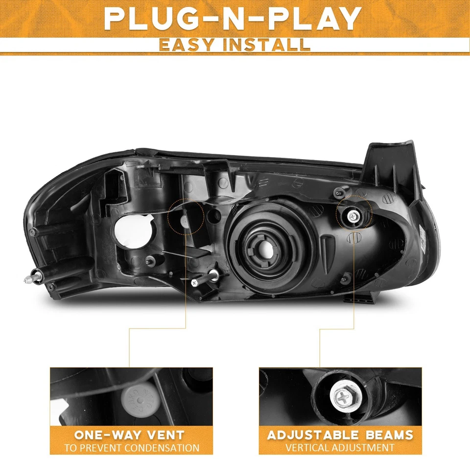 Pair Headlights Assembly For 2000-2001 Nissan Maxima Chrome Headlamps, w/o Bulbs Foto 3 de 4