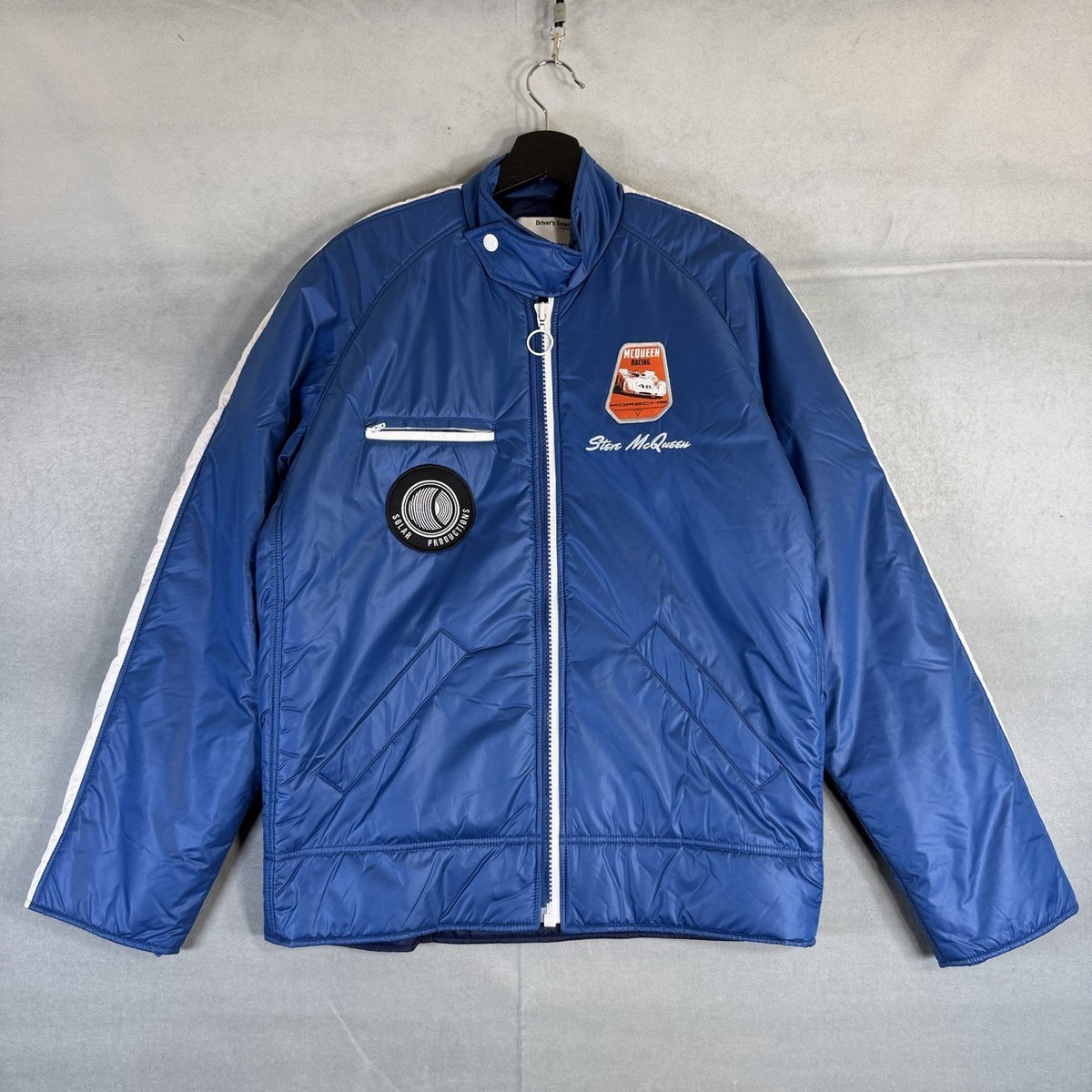 Porsche Steve McQueen Jacket Mens XS Blue Full Zip Up Racing 