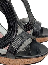 Escarpins Paris Hilton En Cuir Daim Noir - Talon Aiguille Très Haut, Bout Ouvert - Taille 8.5 US - Excellent état