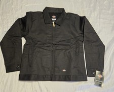 Dickies Eisenhower Jacket Med 10/12 Youth Black Fleece Lined Mechanic Full Zip