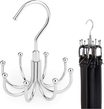 8 Hook Swivel Belt Hanger Closet Organizer Space Saving Rack