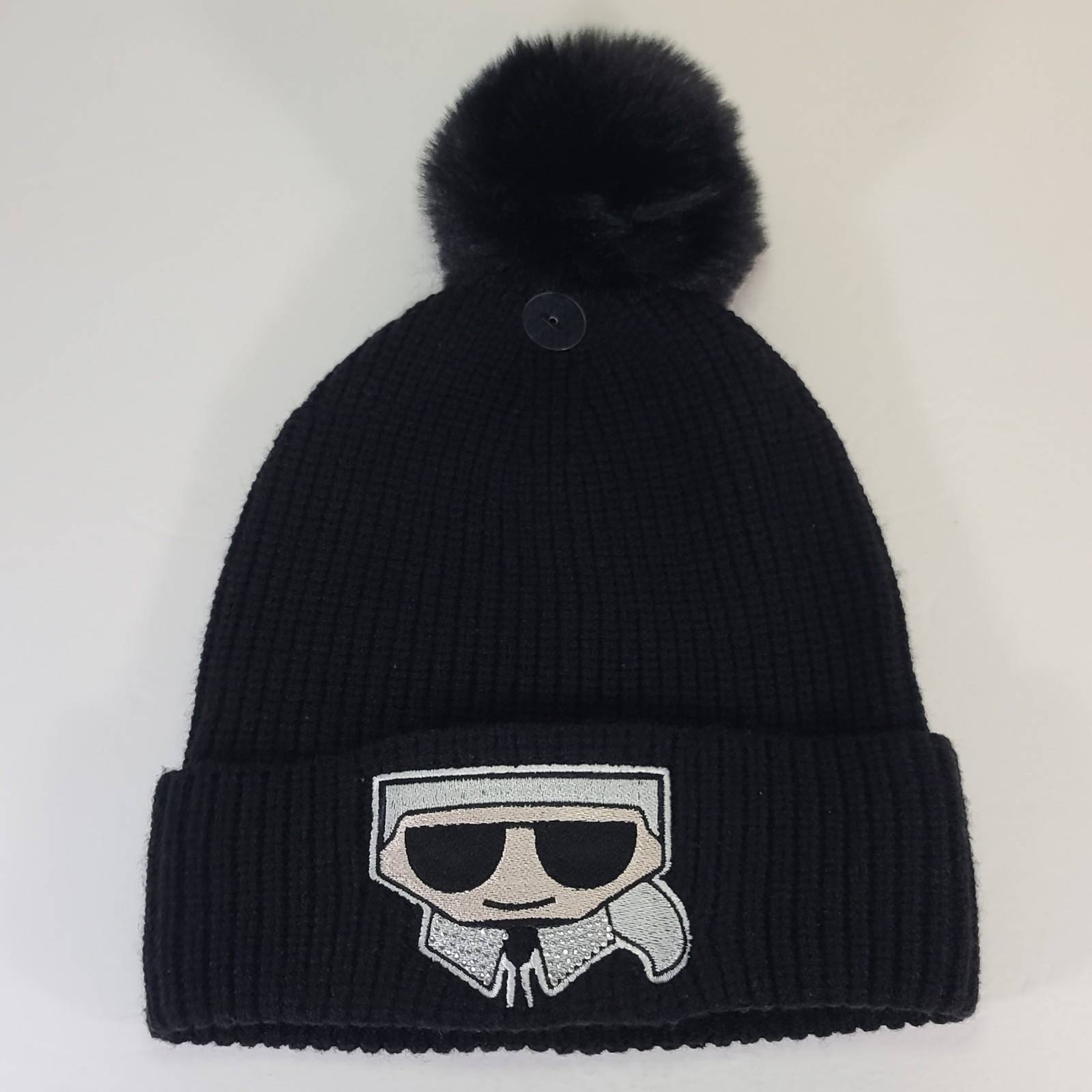 ✨Karl Lagerfeld - 2PC. Beanie Bundle (Women) Rhinestone Beanie/Logo Pin Beanie✨ Klp Logo Stud Faux Fur Pom Hat | Karl Lagerfeld Paris main image 3