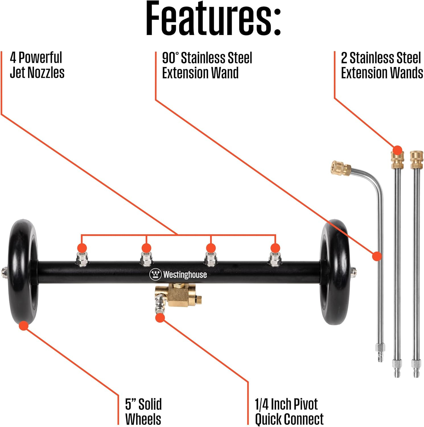 Westinghouse Universal 16" Pressure Washer Undercarriage Cleaner and Water Broom