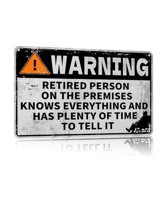 Funny Metal Sign Retired in Residence Vintage Wall Decor 8x12 Inches Rustic H...
