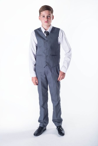 Jungen Anzüge Jungen grauer Anzug Jungen Hochzeitsanzug Seite Junge Party Abschlussball formell 5 Stück - Bild 6 von 11