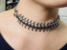 Centipede choker,Centipede necklace,Big centipede choker,Silver choker,