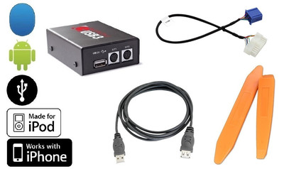 USB iPod iPhone Android interface kit.Play MP3 on 98+ factory Honda radio.+Tools