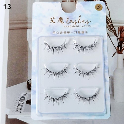 3 Pairs 3D Faux Mink Eyelashes Wispy Cross Natural Fluffy Makeup False Eye Lash - Picture 24 of 24