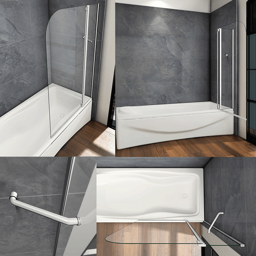 180° Badewannenaufsatz 75-100x140cm Duschabtrennung Trennwand Duschwand - Bild 1 von 12