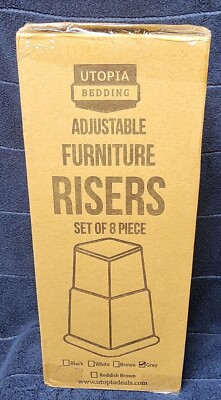 Utopia Round Riser Utopia Bedding Furniture Risers 8 Piece Set Adjustable Up To 8” (Grey ...