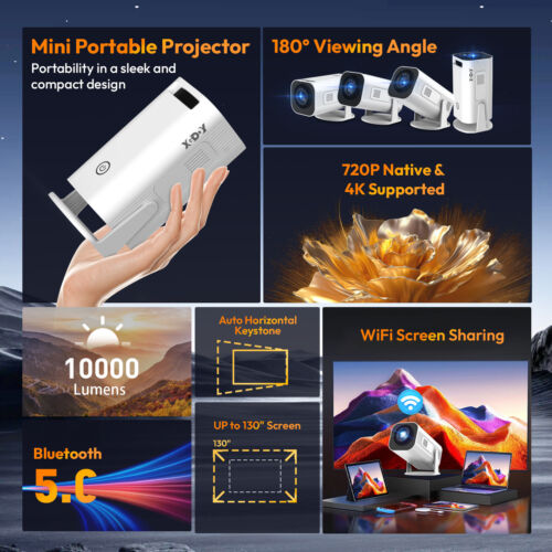 5G Smart LED Mini Projector Bluetooth WiFi Projector Home Theater Android & IOS - Picture 2 of 37