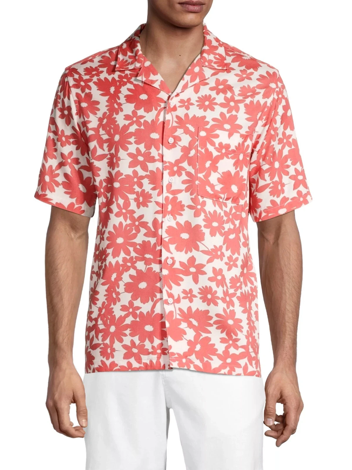 Onia Pink Floral Camp Collar Hawaiian Shirt Small Mens S