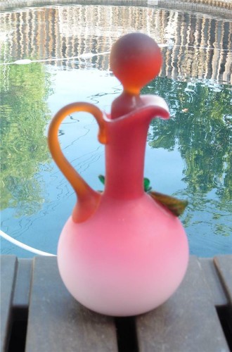 Vintage PEACHBLOW Cruet w/Applied Flower Stevens & Williams Style - Picture 8 of 10