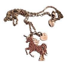 Unicorn Necklace Best Friend Necklace Pink Rhinestones Unicorn BFF 18" NIB