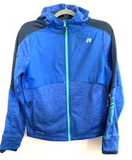 NWT Russell Dri-Power 360 Youth 14-16 Blue Knit Jacket Hood Front Zip Pocket