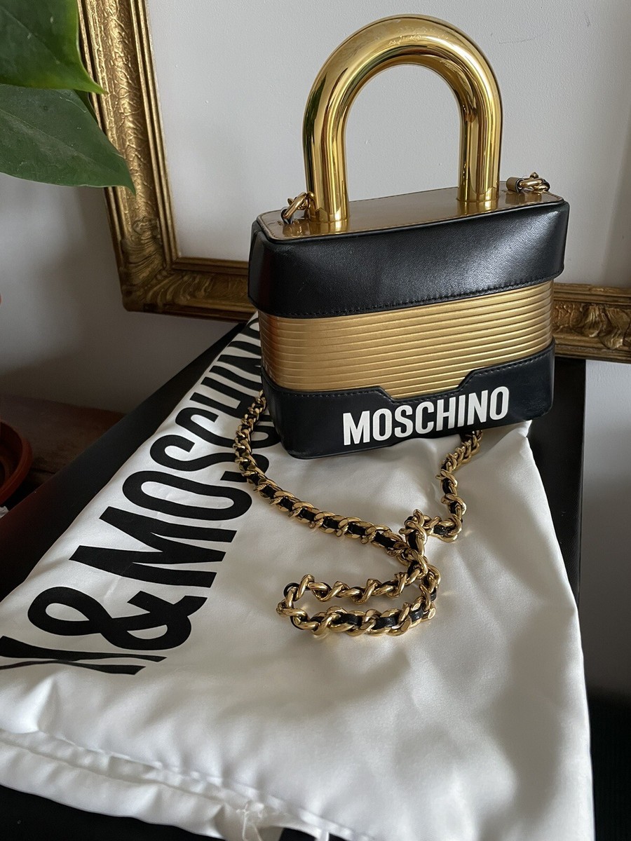 Moschino X HM bag Super Rare Black and Gold Leather Black