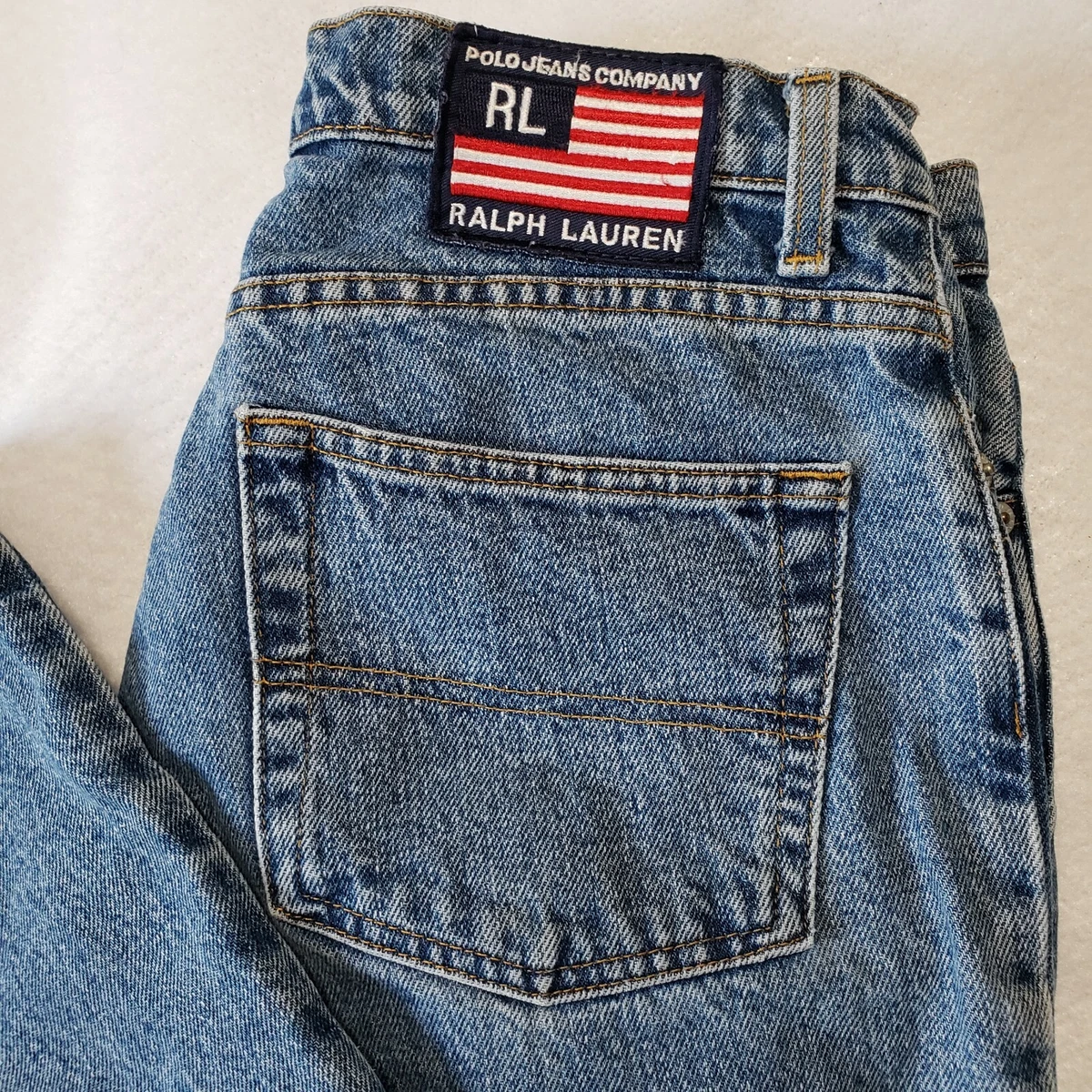Ralph Lauren Polo Size 10 32x28 W 34 L 28 Short Mom Jeans Blue Jeans 100 Cotton