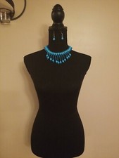 Turquoise necklace Choker Set with earrings
