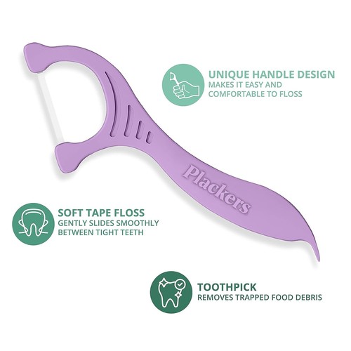 Plackers Dental Flossers Gentleslide, RESEALABLE, Mint, 210 Floss Picks Total - Picture 3 of 6