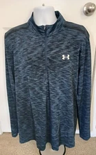 Under Armour Heatgear Fitted Shirt Athletic Mens Size 2XL Quarter Zip Blue