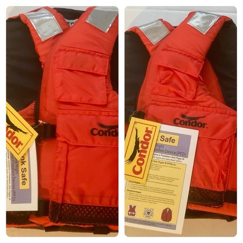 2 Commercial Life Jacket Lot Adult L/XL & Child S/M CONDOR Orange USCG Type III