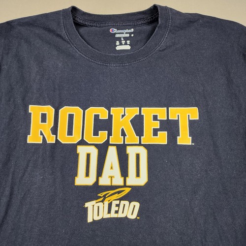 Camisa Universidad de Toledo Hombre Talla L Rocket Dad Azul Gráfico Camiseta Campeón - Imagen 4 de 6