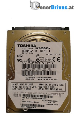 Toshiba -MK4058GSX-HDD2H41-400GB - SATA - PCB G002439-0A*