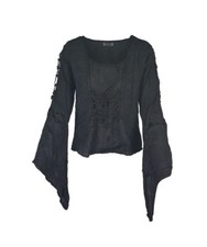 Gothic Mittelalter LARP Top / Bluse Shirt Oberteil Kyrana Schnürung bestickt NEU