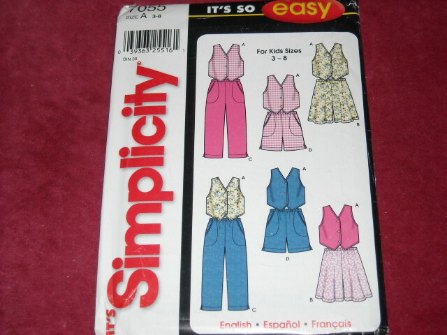Simplicity 7055 👼🏻 SIMPLICITY #7055 - GIRLS ~EASY~ SUMMER VEST-TOP-SHORTS-SKIRT PATTERN ...