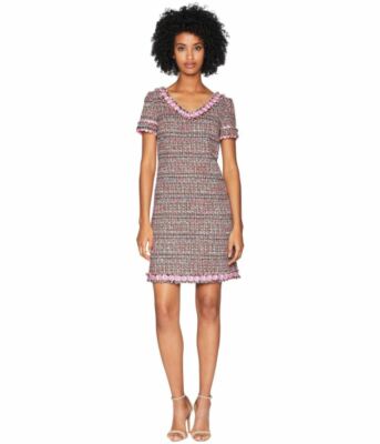 Boutique Moschino Dress Pink Tweed Fringe Sheath Mini 46 IT 12US $950 NWT