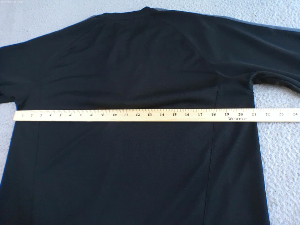 Camisa Fox Para Hombre Grande Negra Manga Corta Cuello Redondo 1/4 Cremallera Logo Bolsillo Trasero Foto 2 de 4