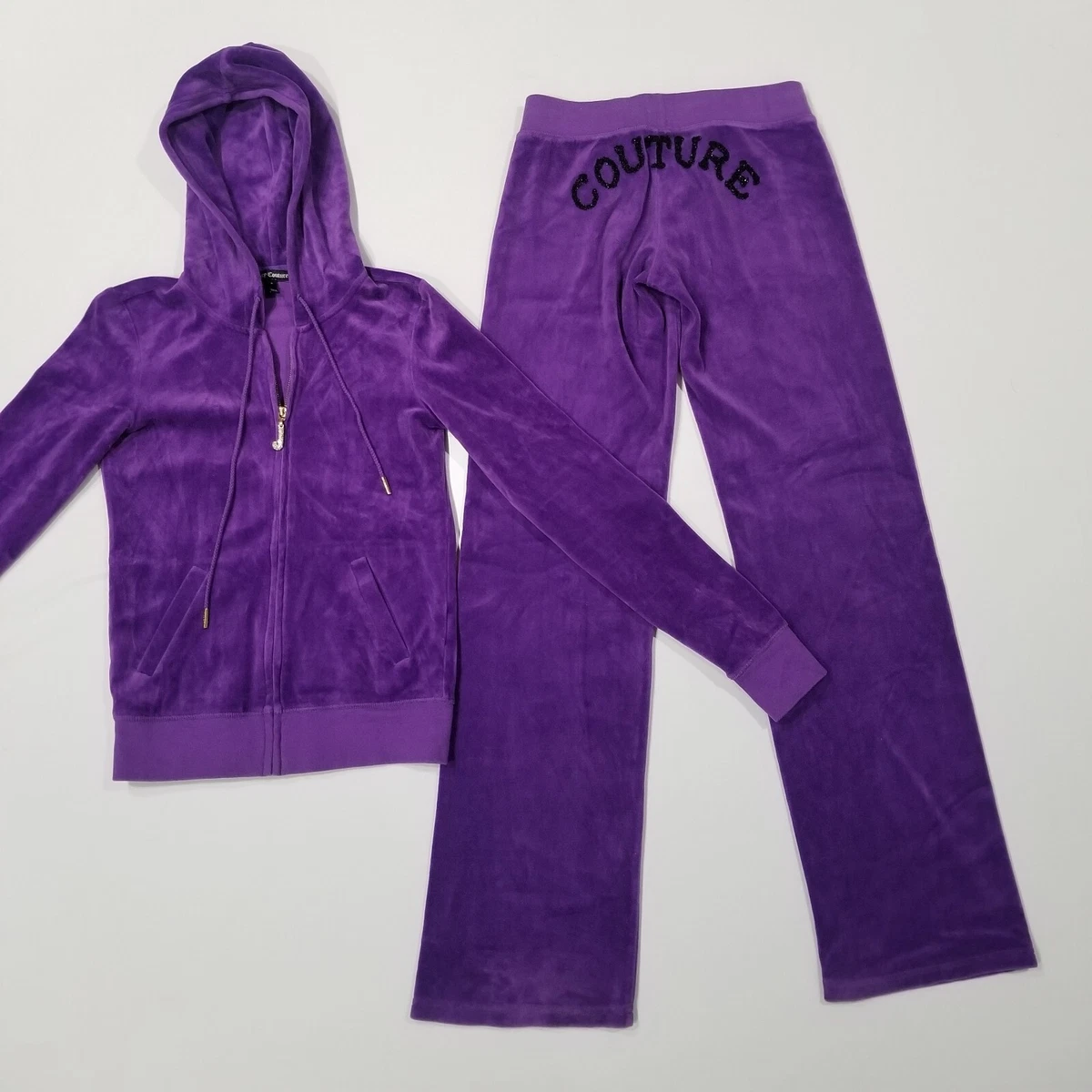 Juicy Couture TrackSuit Set Purple Size S XS Jacket Pants Logo On Butt y2k