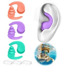 Kids Swimming Ear Plugs3 Pairs Waterproof Reusable Silicone Child Swim Earpl...