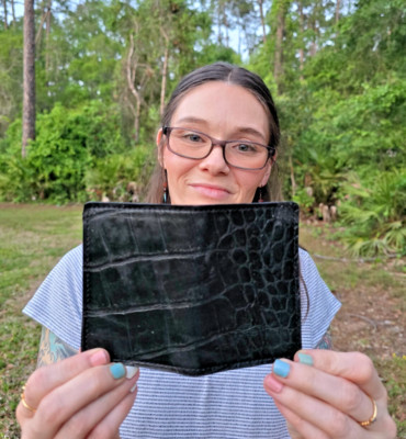 ALLIGATOR Credit Card case FAUX GATOR Skin Handmade MILLENNIAL Credit Card case