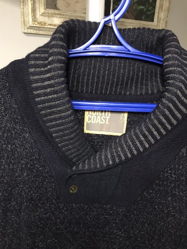 M&S North Coast Dark Navy Men Jumper Sweater Warm Size L Lambswool - Picture 3 of 11