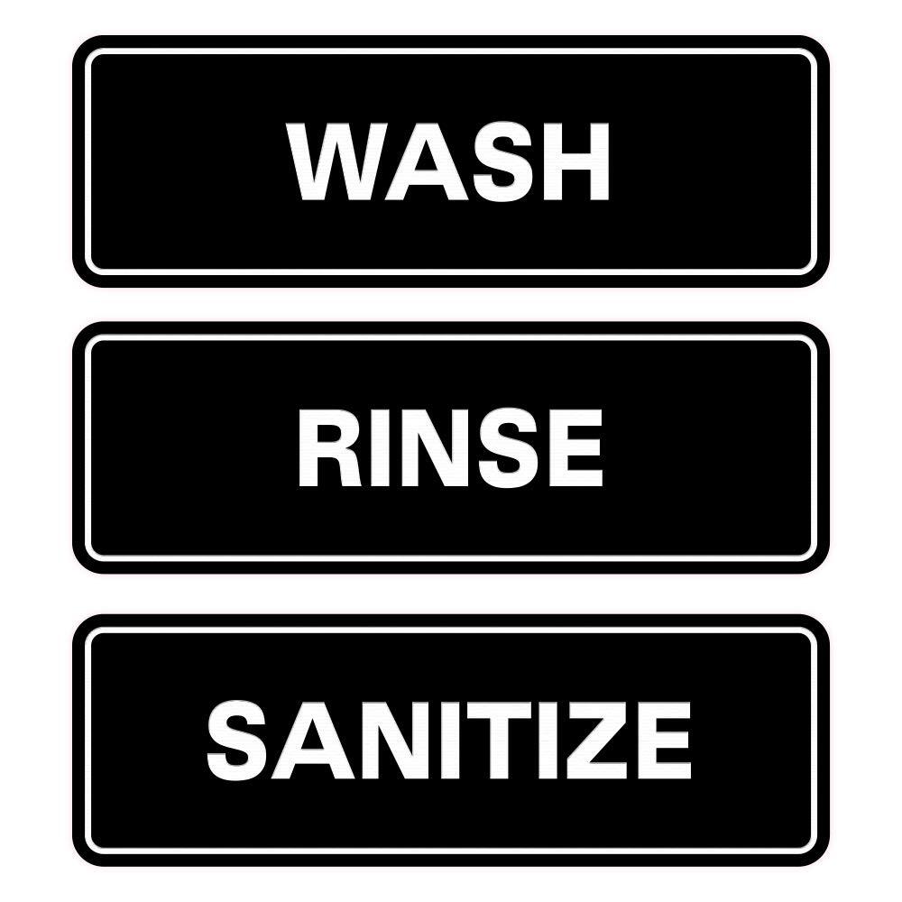 Standard WASH RINSE SANITIZE Sign Set of 3 Bay Sink Signs - Signs
