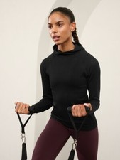 Athleta S Small Flurry Seamless Hoodie Black NWT 558539