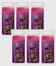 6 New  Hillman Thumb Tacks 3/8" Long 5/16" Head Capped Nickel Steel 122670
