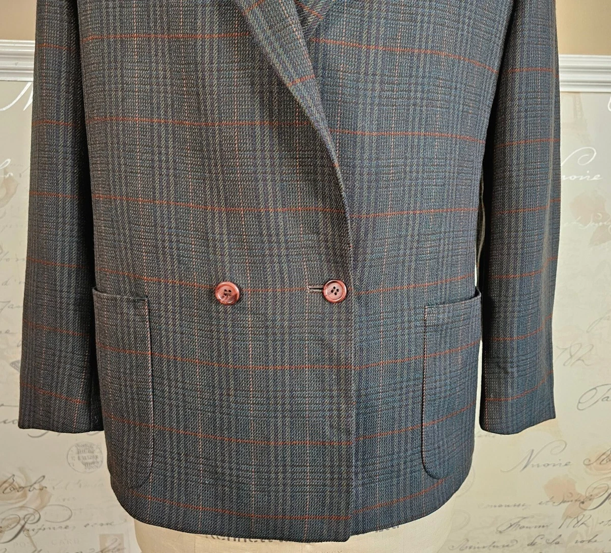 Chaqueta de Colección Burberry Para Mujer Reino Unido 10-12 Regular 100% Lana Verde Tartán Blazer
