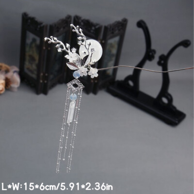 Handmade Chinese Hairpin Flower Tassel Kanzashi Crystal Step Shake