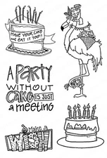 Birthday Wish Set CLEAR Unmounted Rubber Stamps Impression Obsession CL826 New