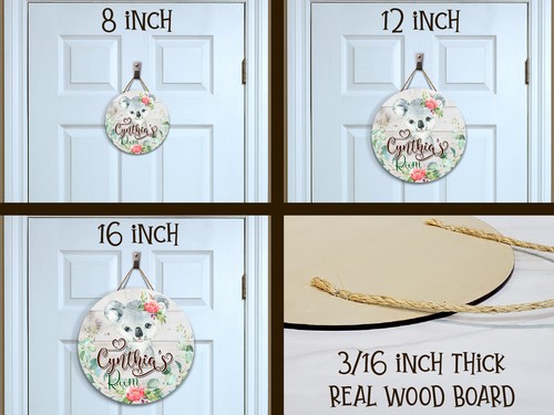 Letrero de nombre personalizado para niñas decoración de habitación guardería colgador de puerta koala ANM002 - Imagen 4 de 9